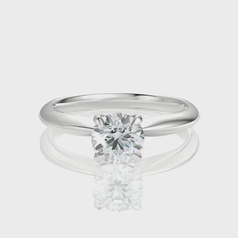 Round Cut Platinum Classic Four-Prong Solitaire Engagement Ring