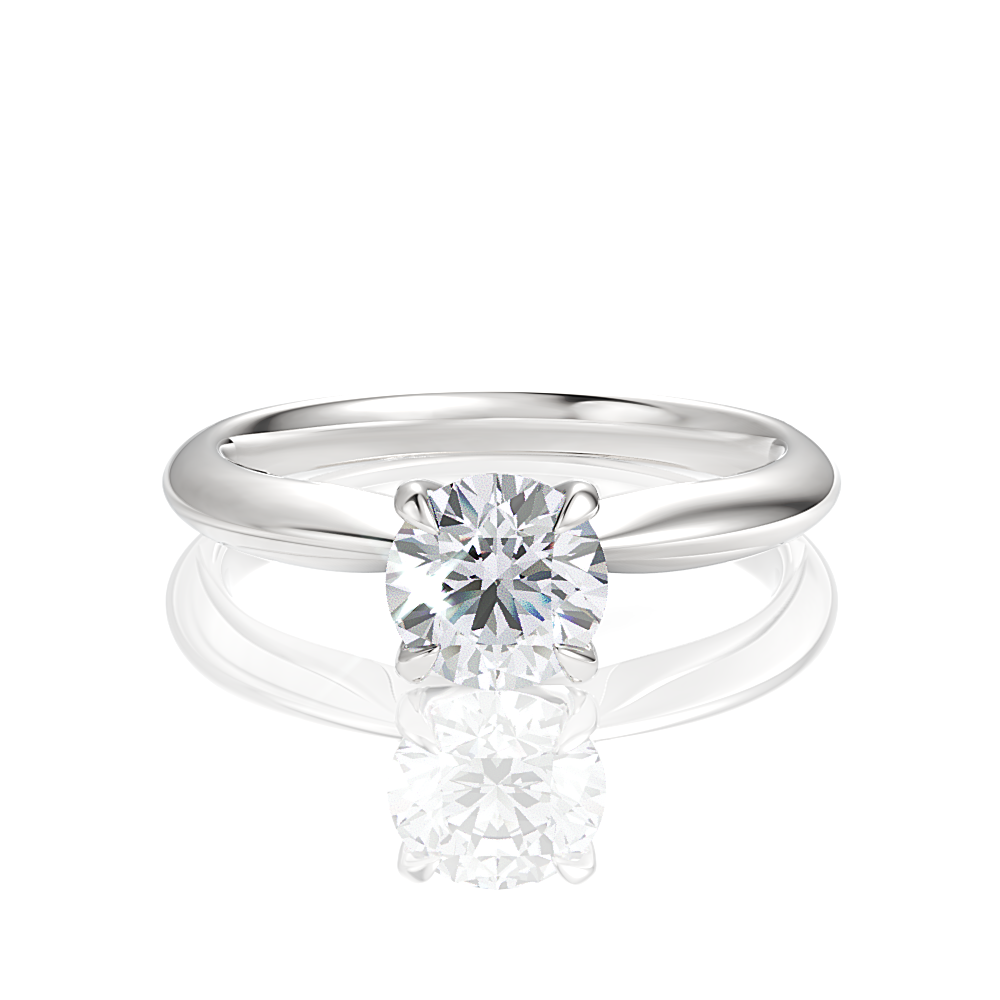 Round Cut Platinum Classic Four-Prong Solitaire Engagement Ring