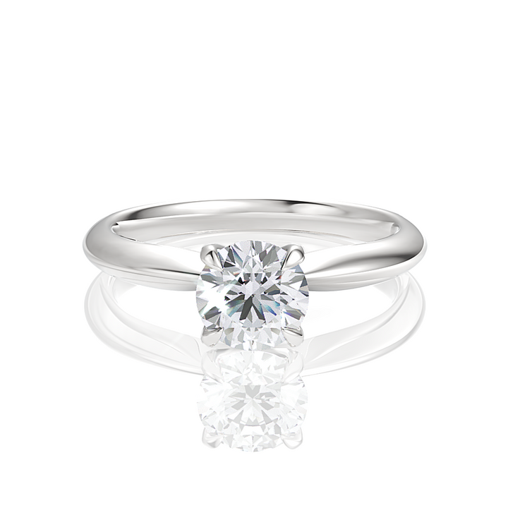 Round Cut Platinum Classic Four-Prong Solitaire Engagement Ring