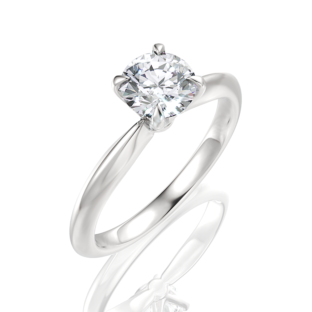 Round Cut Platinum Classic Four-Prong Solitaire Engagement Ring