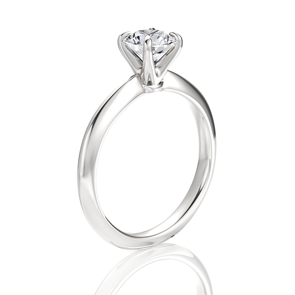 Round Cut Platinum Classic Four-Prong Solitaire Engagement Ring
